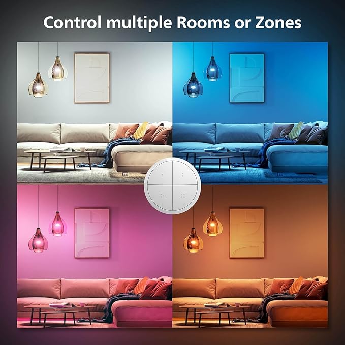 Philips Hue Wall Tap Dial Light Switch, Portable, White - 1 Pack - Requires Hue Lights and Hue Bridge - Smart Home - Easy, No-Wire Installation