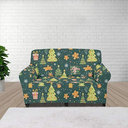 FKELYI Christmas Tree Sofa Couch Cover Comfortable Furniture Protector with Elastic Bottom Stretch Sofa Slipcover for Living Room M