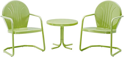Crosley Furniture KO10004KL Griffith 3-Piece Retro Metal Outdoor Seating Set with 2 Chairs and Side Table, Key Lime
