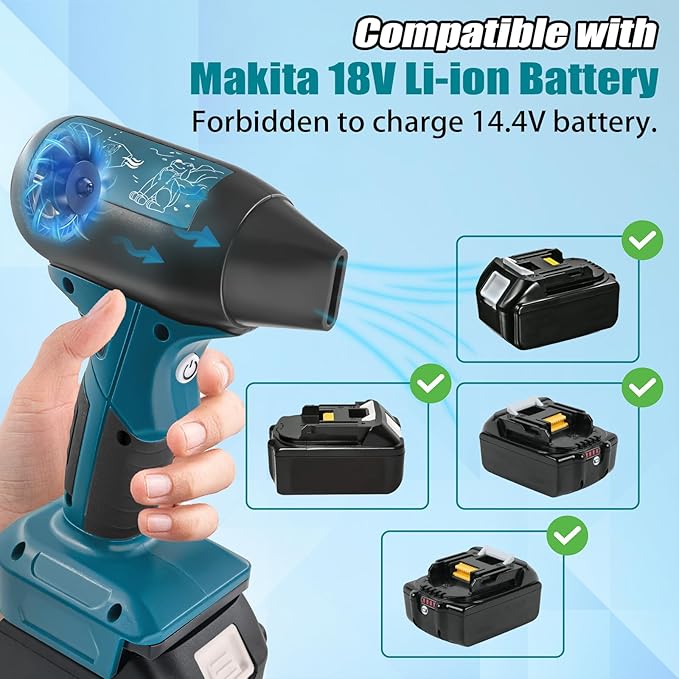 Mini Jet Blower Portable Violent Turbo Fan for Makita 18V Battery, 4-Speed Wireless High Speed Handheld Fan, for Computer Key Board Cleaning,Hair Drying,Camping,Outdoors,Car (No Battery)