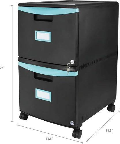 Storex 61315A01C File Cabinet, 1-Pack, Black/Teal