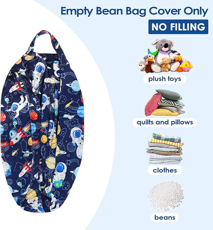 Bean Bag Chair for Kids Stuffed Animal Storage Beanbag Chairs,Toddler Toy Storage Organizer for Girls and Boys,Large 32'' Cover Only（No Filling)