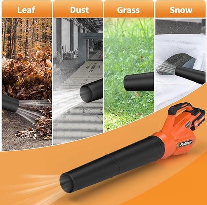 Leaf Blower 20V Leaf Blower Cordless with 4.0Ah Battery and Charger, High Power 400 CFM Electric Leaf Blower, Lightweight Handheld Cordless Blower for Lawn Care Yard Patio Garden Leaves Snow (Orange)