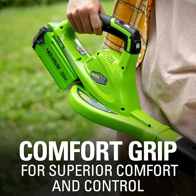 Greenworks 40V Leaf Blower/Sweeper, 150 MPH, Lightweight, Quiet, with 2.0 Ah Battery and Charger