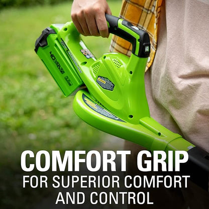 Greenworks 40V Leaf Blower/Sweeper, 150 MPH, Lightweight, Quiet, with 2.0 Ah Battery and Charger