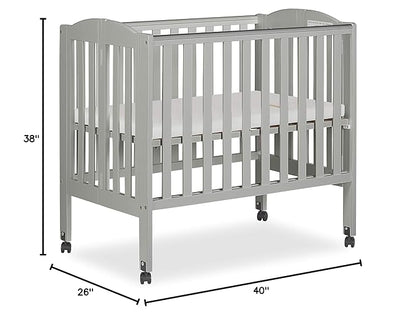 2 in 1 Folding Portable Crib in Cool Grey, Greenguard Gold Certified , 40x26x38 Inch (Pack of 1)