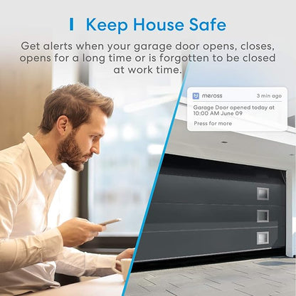 meross Smart Garage Door Opener Remote, APP Control, Compatible with Alexa and SmartThings, Multiple Notification Modes, No Hub Needed