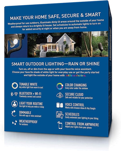 Cree Lighting Connected Max Smart Led Bulb Par38 Outdoor Flood Tunable White + Color Changing, 2.4 Ghz, Works with Alexa and Google Home, No Hub Required, Bluetooth + WiFi, 1Pk