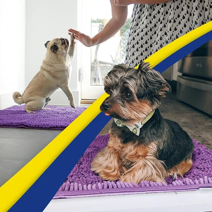 Muddy Mat® Original Dog Door Mat for Muddy Paws, Super Absorbent Microfiber, Non-Slip Washable Pet Rug, Quick Dry Chenille Entryway Carpet, Machine Washable Indoor Outdoor mat, Purple 48"x72"