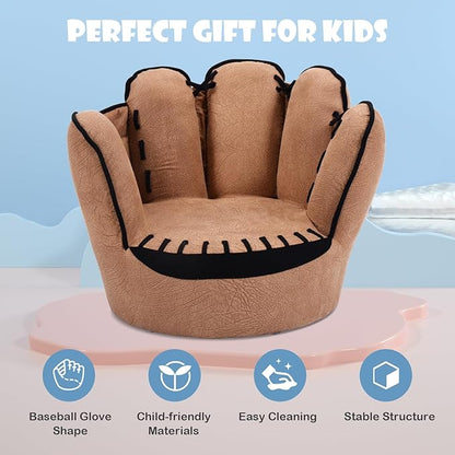 Fireflowery Kid Baseball Chair, Toddler Chair with Baseball Glove Design, Baseball Bean Bag Chair for Playroom, Gift for 3-5 Years Boys and Girls, 23.5” x 19.5” x 17.5