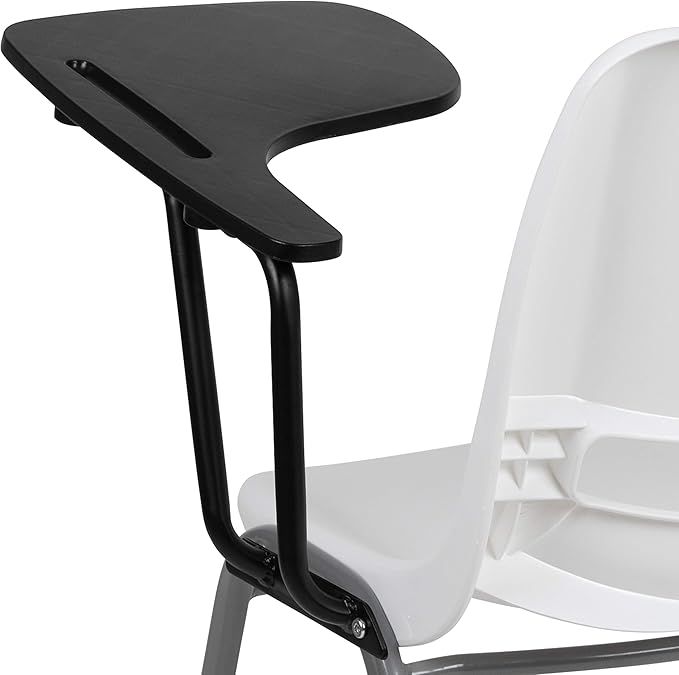 Flash Furniture HERCULES 5 Pack White Ergonomic Shell Chair with Left Handed Flip-Up Tablet Arm