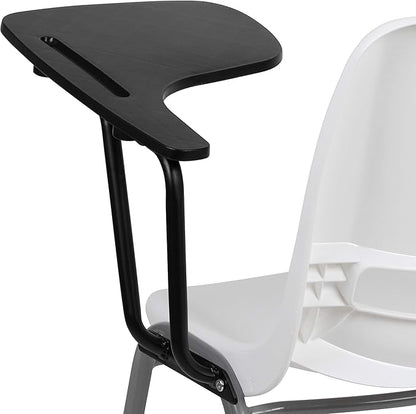 Flash Furniture HERCULES 5 Pack White Ergonomic Shell Chair with Left Handed Flip-Up Tablet Arm