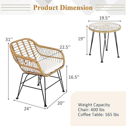 Bistro Table and Chairs Set of 2, OneSize, Pale Brown