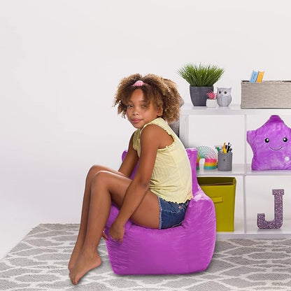Posh Creations Bean Bag Structured Seat for Toddlers and Kids, Comfy Chair for Children, Pasadena, Purple