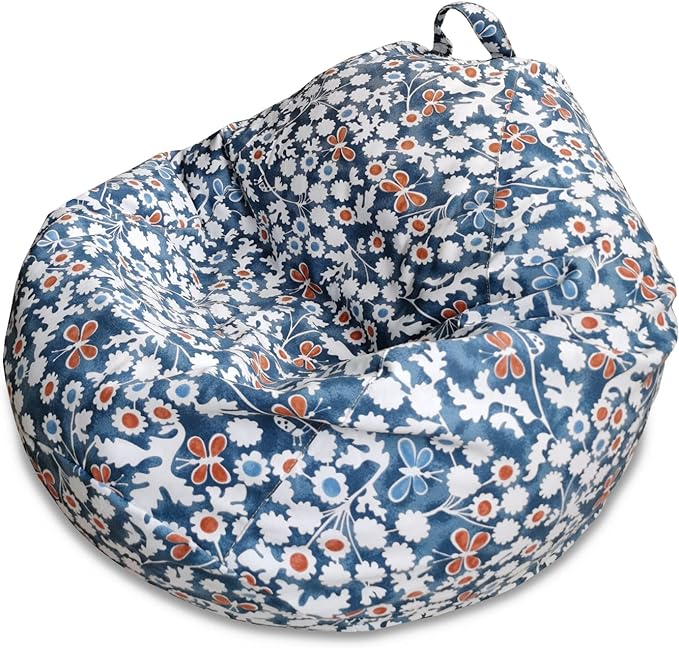 YuppieLife Stuffed Animal Storage Bean Bag Chairs Canvas Cover for Kids(Just Cover，No filling）/Machine Washable Toddler Sofa Cover for Room Decor/Durable Eco-print furniture(38'',Insect Paradise)
