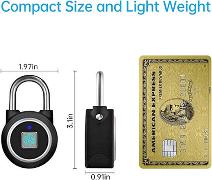 Fingerprint Padlock, Bluetooth Lock, Mobile APP, MEGAFEIS Smart Padlock with Keyless Biometric, Water Resistant, Suitable for Gym, Sports, Bike, School, Fence and Storage(Black)
