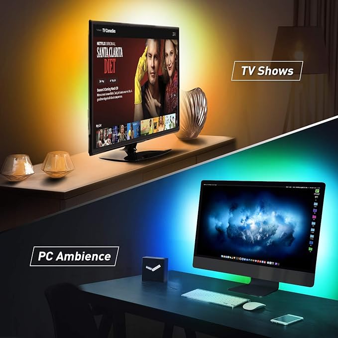 Nexillumi LED Lights for TV, 6.56ft TV LED Backlight for 24-31 Inch, RGB LED Strip Lights Behind TV, APP Remote Control Music Sync TV Led Lights for Bedroom