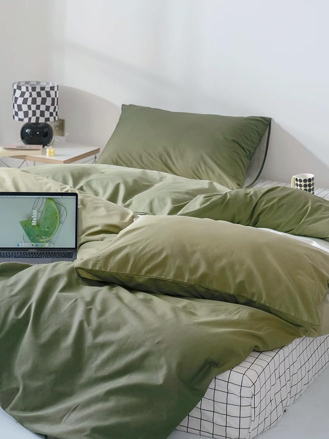 Gradient Green Comforter Set Ombre White Green Bedding Set King Women Aesthetic Comforter 3 PCs Green Color Bed Comforter Set King Gradient White and Green Comforter Set King Size