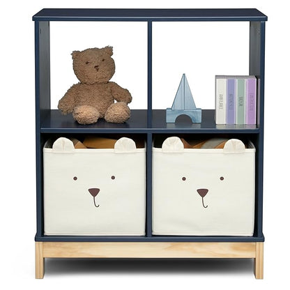 Delta Children babyGap Tate 4-in-1 Convertible Crib + Brannan Bear Bookcase with Bins + Brannan Bear Wall Shelf with 4 Hooks, Navy/Natural (Bundle)