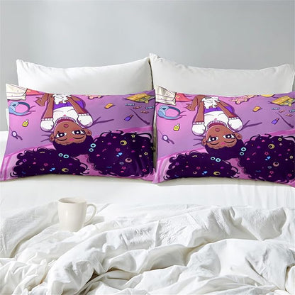 Girls Black Girls Comforter Sets for Teen Kids Adults African American Queen Size African American Girl Comforter Set for Girls Bedroom Cute Black Girls Bedding Set 1 Comforter 2 Pillowcases