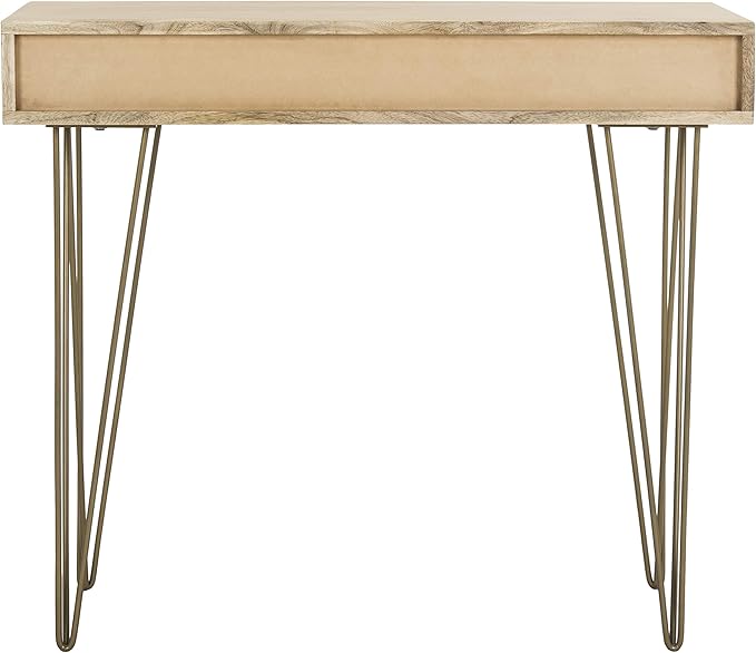Safavieh Home Office Marigold Modern Natural and Brass 1-drawer Hairpin Leg Desk