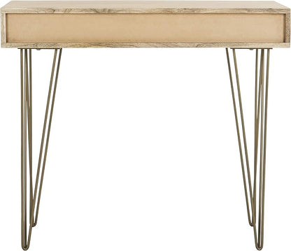 Safavieh Home Office Marigold Modern Natural and Brass 1-drawer Hairpin Leg Desk