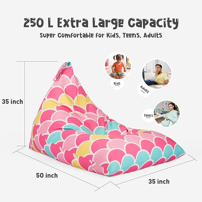 Nobildonna Stuffed Animal Storage Bean Bag for Kids (No Filler), Extra Large 250L Bean Bag Chair Cover Only, Washable Beanbag Without Filling Soft Premium Canvas Stuffable Bean Bag Cover (Mermaid)