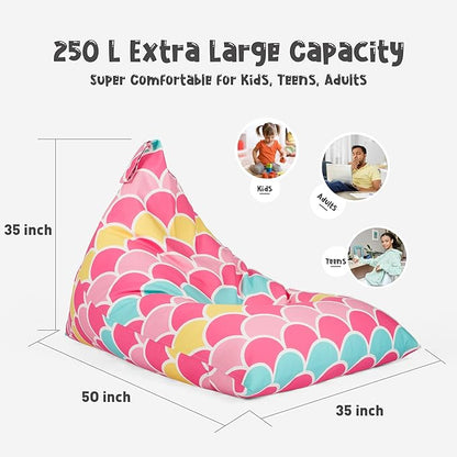 Nobildonna Stuffed Animal Storage Bean Bag for Kids (No Filler), Extra Large 250L Bean Bag Chair Cover Only, Washable Beanbag Without Filling Soft Premium Canvas Stuffable Bean Bag Cover (Mermaid)