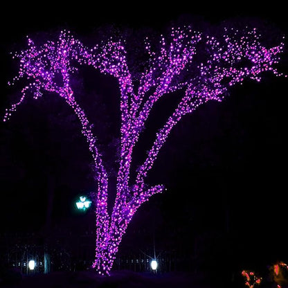 Dazzle Bright 2 Pack Total 400LED 132FT Halloween Solar String Outdoor Lights, Solar Powered with 8 Modes Waterproof Halloween Lights for Bedroom Patio Garden Tree Party Yard Decoration (Purple)
