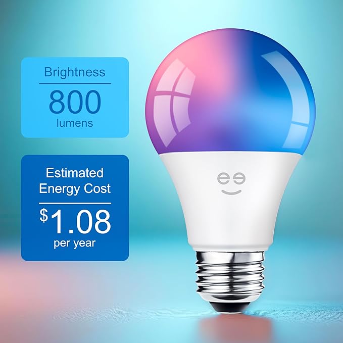 Geeni Prisma Plus 800 WiFi LED Smart Light Bulb, Brighter Color & Tunable White (2700-6500K), 1-Pack, A19 60W, No Hub Required, Light Bulb Works with Amazon Alexa, Google Home