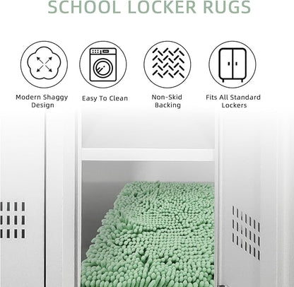 Locker Rug school girl rugs Carpet Chenille 100% Microfiber Locker Carpet with Non Skid Backing Locker Decorations (Green, 11.5X17.5)