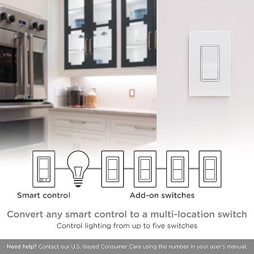 GE Enbrighten Add-On Switch QuickFit and SimpleWire, In-Wall Paddle, Z-Wave ZigBee Wireless Smart Lighting Controls, Latest Version, NOT A STANDALONE Switch, 46199