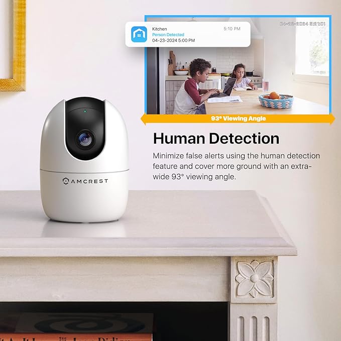 Amcrest 1080P WiFi Camera Indoor, Nanny Cam, Dog Camera, Sound & Baby Monitor, Human & Pet Detection, Motion-Tracking, Phone App, Pan/Tilt Wireless IP Camera, Night Vision, Smart Home ASH21-W