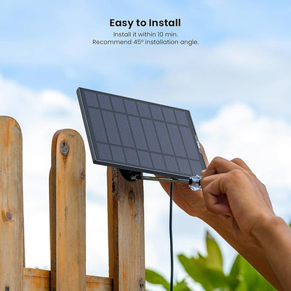 ieGeek Solar Panel for Wireless Outdoor Security Camera, Compatible with DC 5V Rechargeable Battery Powered Surveillance Cam,5V 1A 3W Type C Port, 9.5ft Cable, Adjustable Mounting Bracket(No Camera)
