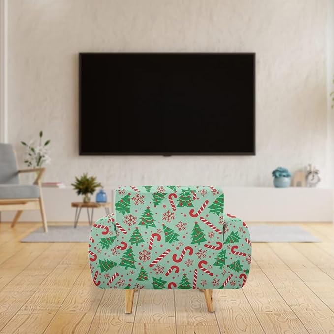 FKELYI Green Christmas Tree Sofa Slipcover Comfortable Sofa Couch Cover with Elastic Bottom Stretch Furniture Protector for Indoor S