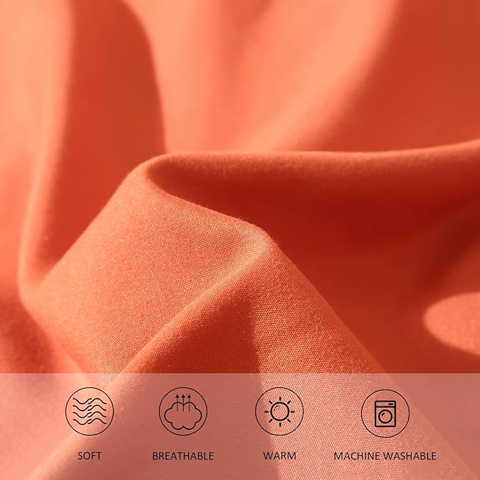 Terracotta Comforter King Size, Modern Burnt Orange Bedding Set, Cute Soft & Lightweight Chic Microfiber Bed Sets, 3 pcs-1 Comforter & 2 Pillowcases (104"x90")