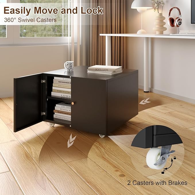 Printer Stands with Storage, Lateral Filing Cabinet for Home Office, Desk Organizers for Home Workspace, Lockable Wheels for Home Office, Scanner, Fax, Computer
