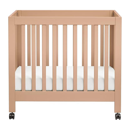 Babyletto Origami Mini Portable Folding Crib with Wheels in Canyon, 2 Adjustable Mattress Positions, Greenguard Gold Certified