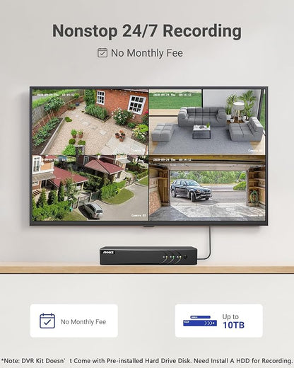 ANNKE 8CH 3K Lite Wired Security Camera System, H.265+ DVR with AI Human/Vehicle Detection, 4X 1080p CCTV Bullet Cams, 100ft Night Vision, Easy Remote Access, Motion Alert, No Hard Drive Disk