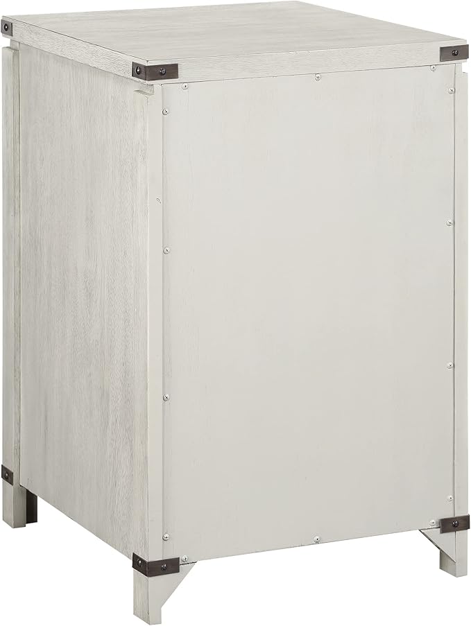 OSP Home Furnishings Designs Baton Rouge 2 Drawer File Cabinet with Rustic Design and Metal Accents, Champagne Oak