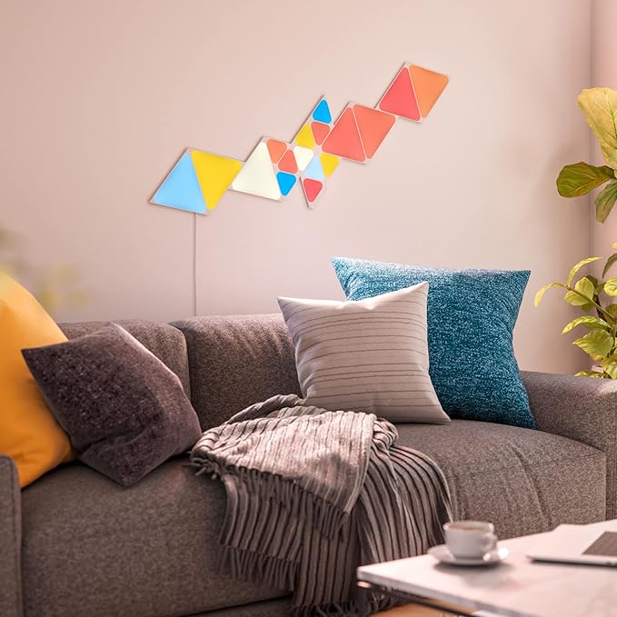 Nanoleaf Shapes Triangles and Mini Triangles WiFi and Thread Smart RGBW LED Dimmable Gaming and Home Decor Wall Lights Smarter Kit (17 Pack)