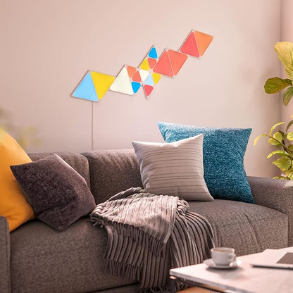 Nanoleaf Shapes Triangles and Mini Triangles WiFi and Thread Smart RGBW LED Dimmable Gaming and Home Decor Wall Lights Smarter Kit (17 Pack)