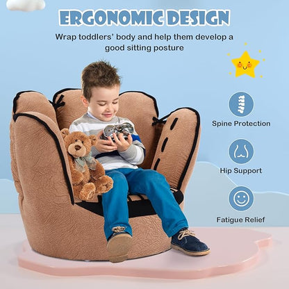 Fireflowery Kid Baseball Chair, Toddler Chair with Baseball Glove Design, Baseball Bean Bag Chair for Playroom, Gift for 3-5 Years Boys and Girls, 23.5” x 19.5” x 17.5