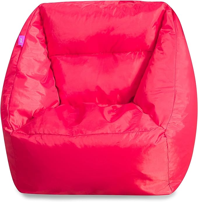 Posh Creations Coronado Bean Bag Boys and Girls Large Chair for Kids, for Gaming and Playrooms, Soft Nylon-Red
