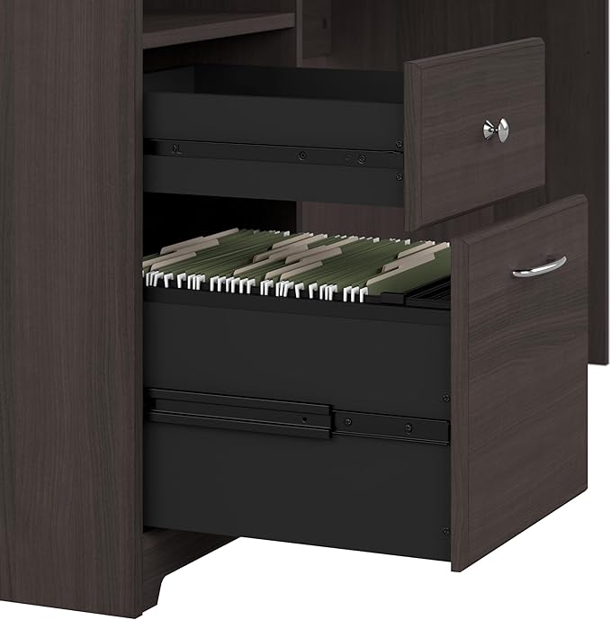 Bush Furniture L Shaped Desk with Drawers for Executive and Home Office | Cabot Collection Corner Table with Storage and Chrome Hardware | 72Wx23DX42W Return
