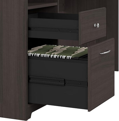Bush Furniture L Shaped Desk with Drawers for Executive and Home Office | Cabot Collection Corner Table with Storage and Chrome Hardware | 72Wx23DX42W Return