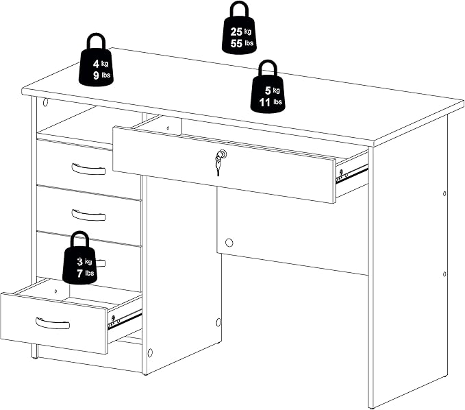 Tvilum, Oak Structure Walden Desk with 5 Drawers