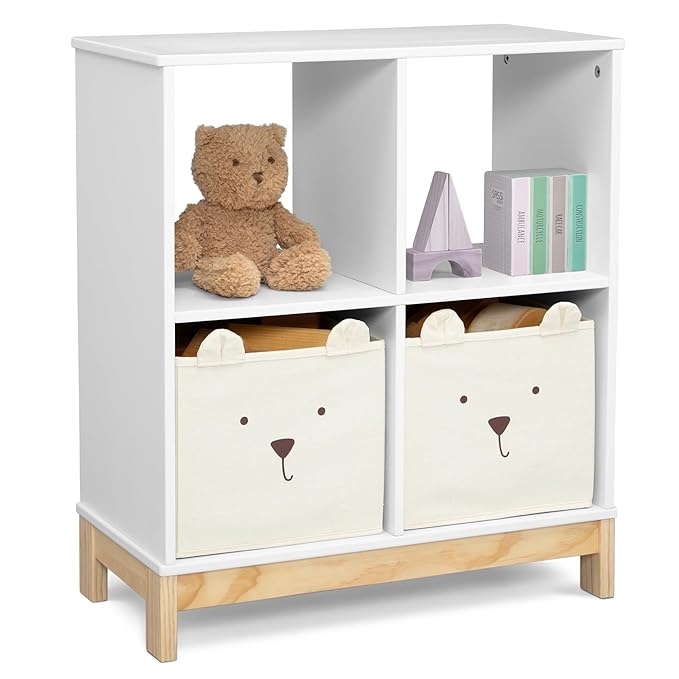 Delta Children babyGap Charlie 6-in-1 Convertible Crib + Brannan Bear Bookcase with Bins + Brannan Bear Wall Shelf with 4 Hooks, Bianca White (Bundle)