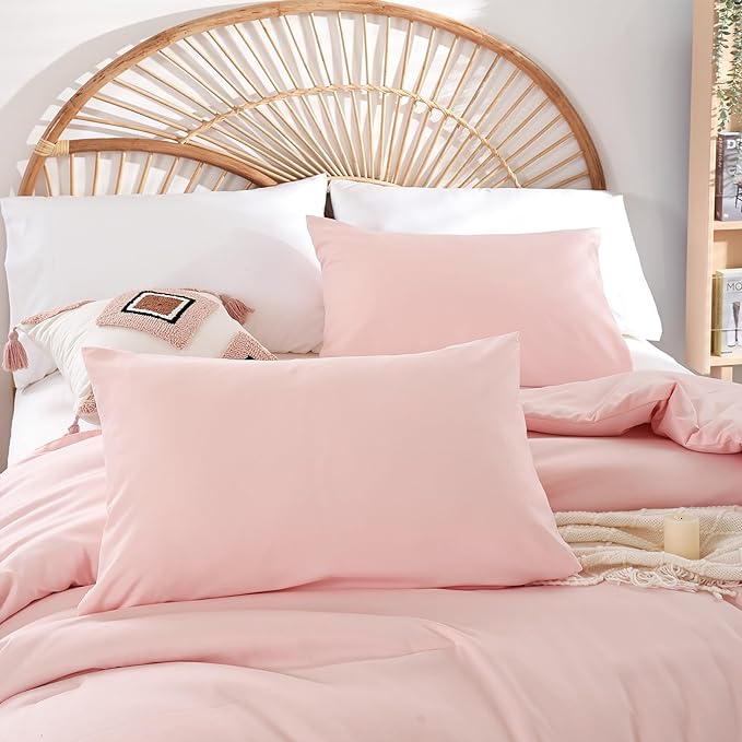 Queen Size Comforter Set Pink Comforter Modern Bedding Comforter Set for All Season Soft Lightweight Microfiber Girls Women Comforter Set (1 Blush Comforter, 2 Pillowcases)