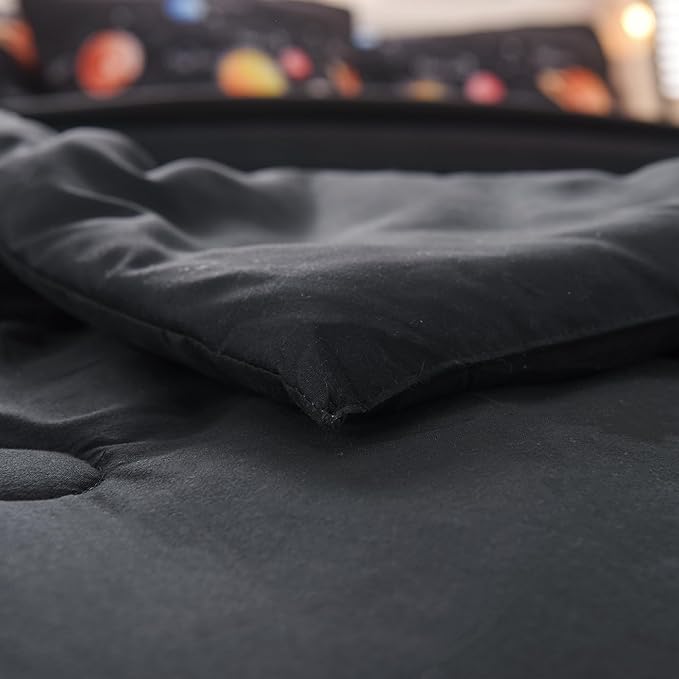 6 Pcs Outer Space Bedding Set Twin Solar System Comforter Set Universe Planets Theme Comforter for Boys Kids Ultra-Soft (1 Comforter, 2 Pillowcases, 1 Flat Sheet, 1 Fitted Sheet,1 Pillowcover)